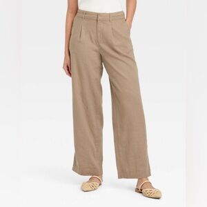 ✨NWT✨  a new day Women's Beige Wide-Leg Linen Trousers size 14